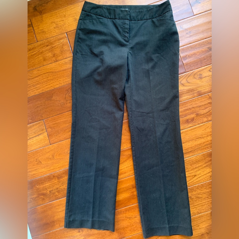 Rafaella Studio Dress Pants Size 8 Straight High Rise Gray Stripe Flat Front